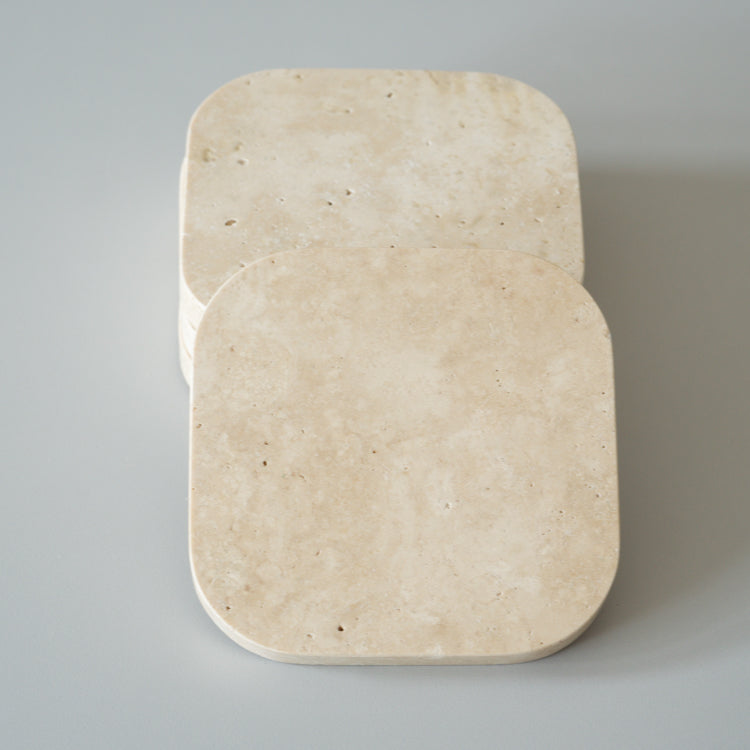 Mooisa travertine onderzetters organisch 10 cm