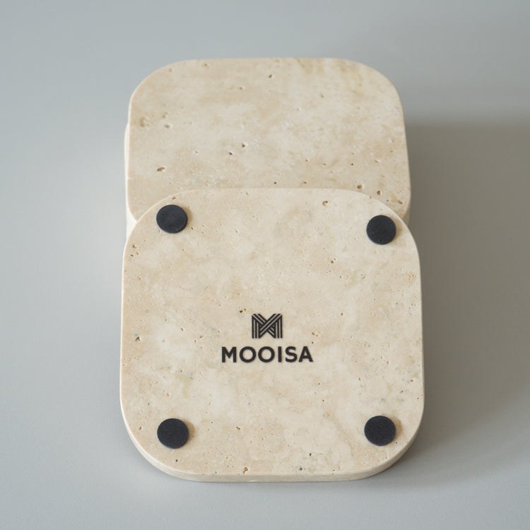 Mooisa travertine onderzetters organisch 10 cm