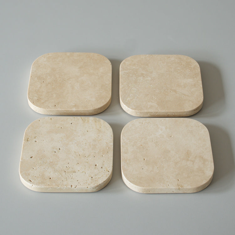 Mooisa travertine onderzetters organisch 10 cm