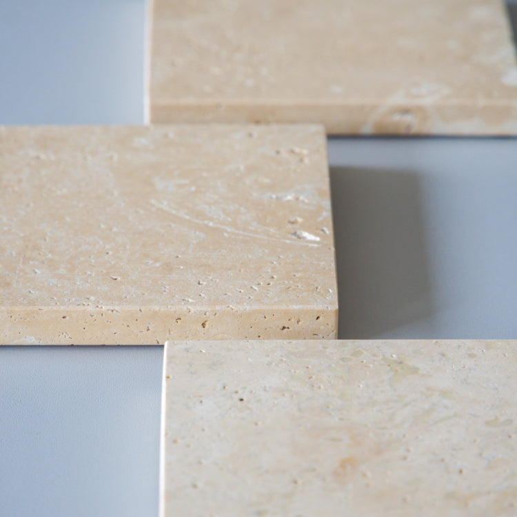 Mooisa marmeren onderzetters vierkant travertine 10 cm