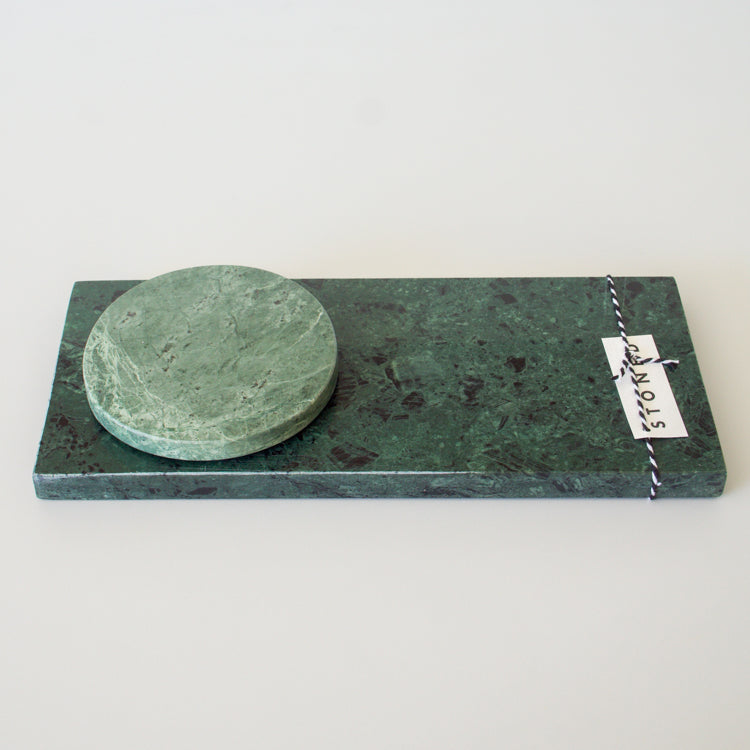 Stoned snijplank groen marmer 10.5 x 25 cm