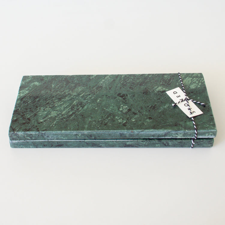 Stoned snijplank groen marmer 10.5 x 25 cm