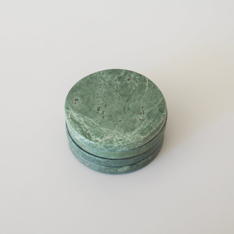 Stoned marmeren onderzetters groen 10 cm