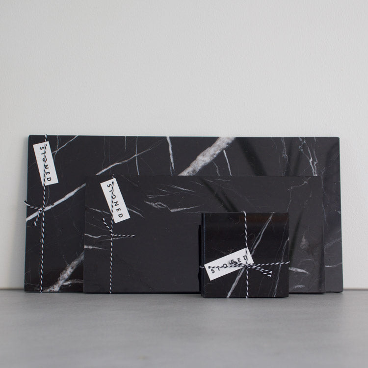 Stoned snijplank zwart marmer 20 x 40 cm