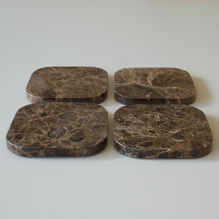 Mooisa marmeren onderzetters organisch bruin 10 cm