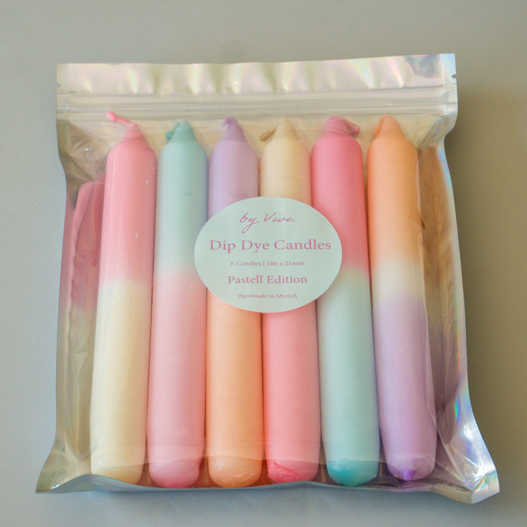 by Vivi Dip Dye kaarsen pastel 6 stuks