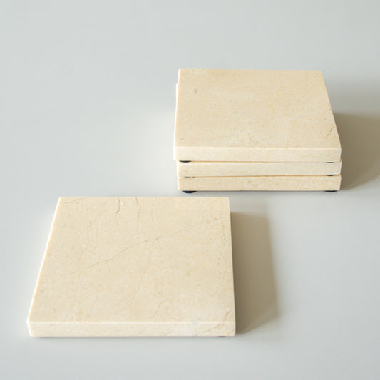 Mooisa marmeren onderzetters vierkant beige 10 cm