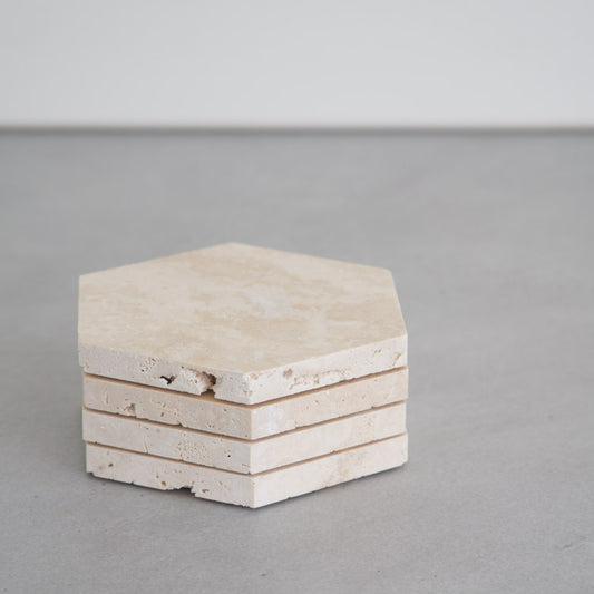 Stoned onderzetters travertine set van 4