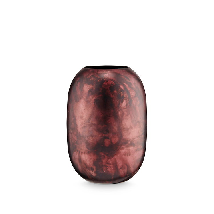 H. Skjalm P vaas metaal Oval zwart burgundy 16cm